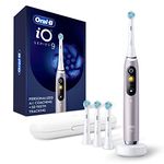 Oral-B Power iO Series 9 Electric Toothbrush, Rose Quartz, iO9 Rechargeable Power Toothbrush with 4 Brush Heads and Charging Travel Case