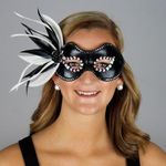 Black Harlequin Feather Eye Mask - Masquerade, Halloween, Cosplay Carnival Face Mask