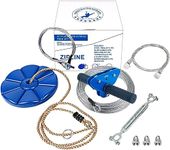 CTSC Zipline, Zip wire kit for garden, zip line kits with 1.8m Stainless Steel Spring Brake and zip line pulley For home zipline (39m Blue)