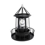 LED Solar Powered Lighthouse,Outdoor Waterproof 360° Rotating Solar Hanging Lamp, Garden Smoke Towers Statue Lights for Outdoor Garden Pathway Patio,Black