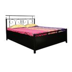 Royal Interiors Uotomi Metal Queen Size Bed with Storage | Wrought Iron Queen Size Cot with Hydraulic Storage |Double Bed Queen Size for Bedroom with Headboard and Footboardwithout Foam Mattress (75x60)