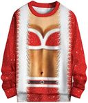 sanatty Unisex Topless Ugly Christmas Sweatshirt Novelty 3D Funny Design Sweater Shirt for Xmas, 2x Ugly Bell, Small-Medium