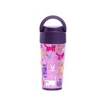 VAYA DRYNK Stainless Steel Water Bottle for Kids, 350ml Vacuum Insulated Water Bottle with Easy to Carry Loop Lid, Hot and Cold Kids Water Bottle for Boys, Leakproof Travel Bottle,Cats