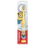 Colgate Minions Kids Manual Toothbrush, Battery-Powered Toothbrush For Kids With Extra Soft Bristles, Yellow Toothbrush For Ages 3 And Up, Includes 1 Aa Battery, 1 Pack