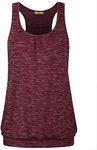 Miusey Crew Neck Tank Tops for Women,Juniors Sleeveless Athletic Top Lightweight Breezy Stylish Excersice Running Plain Wine Red Shirt Elegant Pleats Relaxed Fit Tee for Summer Large