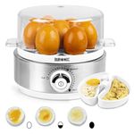 Duronic Electric Egg Boiler EB40 WE, Steamer for Eggs, Egg Cooking Machine, Automatic Egg Boiler Electronic Egg Poacher Machine for 7 Soft, Medium & Hard Boiled Eggs