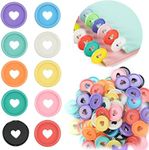 60 Pcs Plastic Loose Leaf Binder Discs, 6 Colors Discbound Expansion Discs Heart Binder Rings for for Add Extra Pages, Notes or Artwork (35mm)