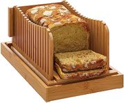 Bread Slicer, Bamboo Wood Homemade Bread Guide, 3 Slice Thickness, Foldable Compact Cutting Guide with Crumb Tray