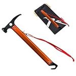 TRIWONDER Camping Tent Hammer Lightweight Outdoor Multi-Function Hammer Aluminum Hammer with Tent Stake Remover for Rain Fly Tent Tarp (Orange)