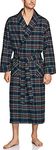 CQR Men's 100% Cotton Flannel Robe, Lightweight Soft Plaid Lounge & Night Sleepwear Robes, Flannel Robe Dim Black Multicolor Plaid, Medium