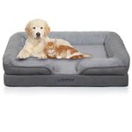 Euroca Orthopedic Dog Bed, Memory Foam Dog Sofa Bed for Medium Dog with Bolsters and Removable Antimicrobial Cover, Odor Control, Waterproof Liner, Anti-Slip Bottom, Medium, 28.5X24X8 inches