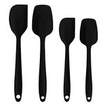 Silicone Spatulas Set, Rubber Spoon Spatula Heat Resistant Spoonula One Piece Design Seamless Spatula Non-Stick Scrapers Baking Mixing Tool (Black)