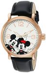 Disney Mickey Mouse Adult Vintage Analog Quartz Watch, Rose Gold/Black