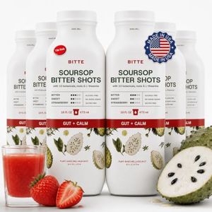 bitte Soursop Bitters Liquid – Gut + Calm Shots – 6 Pack Ready to Drink Strawberry Soursop Juice, Whole Super Fruit + Herbal Blend – Eco-Friendly Glass Bottle – 96 fl oz Total (48 Servings)