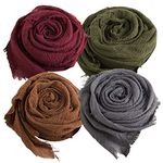 Petalum 4PCS Women Soft Cotton Hemp Scarf Shawl Long Scarves Wrap Big Head Scarves Pashmina Hijab Muslin