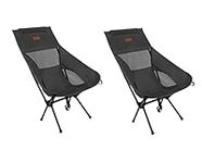 Rainberg Ultra Lightweight High Back Camping Chair, Folding Chair, Camping Chairs for Adults, Foldable Garden Outdoor Picnic BBQ Chairs. (Pack of 2, Black)