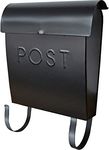 NACH Euro Wall Mount Mailbox with Detachable Newspaper Holder, Rustic Mailboxes for Outside, Powder Coated Finish Metal Mailbox, 12 x 11.2 x 4.5 Inch, Black, MB-44765