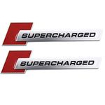 2x Supercharged Badge Emblems 3D Metal Logo Nameplate Decal for TT A3 A4 A5 A6 A7 A8 (Red Black Chrome)