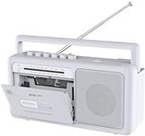 Cassette Tape Player and Tape Cassette Recorder with Bluetooth Boombox, AM/FM Radio, USB, Earphone Jack, Built-in Microphone, DC/AC Powered, Portable Cassette Player Recorder(White)