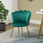 CHAIR DECOR Crown Accent Chairs for livingroom | Modern Armchair in Velvet Fabric with Golden Legs | Luxury Velvet Chair for Home, Office, Restaurent, Cafe | Green, 1pc