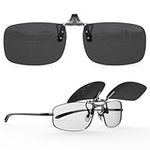 Goiteia Polarized Flip up Clip on Sunglasses over Prescription Glasses for Men Women|Easy to Put on and Take off One-handed（Grey lenses）