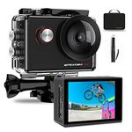 Apexcam Pro 4K EIS 20MP WiFi Action Camera 170° Wide-Angle Ultra HD Sports Camera External Mic Waterproof Underwater Cam with Remote Control Selfie Stick 2x1200mAh Batteries and Accessories