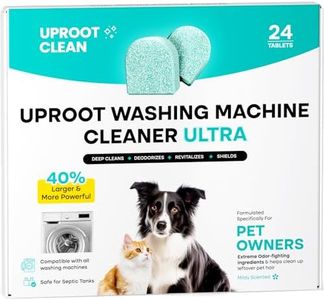 Uproot Clean Washing Machine Cleaner Tablets Ultra - 40% Stronger Formula: Designed for Pet Owners, Remove Residue, Grime & Odors, Compatible with HE, Top & Front Load, 24 Pack - 12 Month Supply