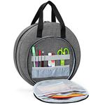 CURMIO Embroidery Bag, Portable Carrying Bag for Embroidery Project and Cross Stitch Tools Kits Supplies, Bag ONLY, Gray (Patent Pending)