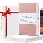 Beechmore Books Dotted Journal Bullet Notebook, 8.3 x 5.8 inch 112 Dotted pages, Hardcover Grid Dot Leather Journals For Women, Men - 160 GSM Thick Paper, Gifts Box Included