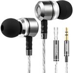 Sephia SP3060 Wired Headphones, HD Bass Driven Audio, Lightweight Aluminum Wired in Ear Earbud Headphones, S/M/L Ear Bud Tips, Earphone Case, 3.5mm Tangle-Free Cord, No Mic