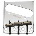 Wilkinson WOT01T 54mm Telecaster Bridge Threaded 3-Saddles for Tele TL Style Electric Guitar, Chrome