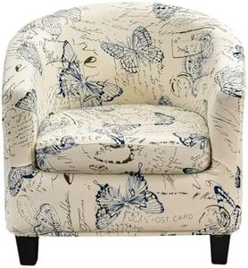 CRFATOP 2 Piece Club Chair Slipcover Printed Tub Chair Slipcover Armchair Covers Soft Printed Round Barrel Chair Covers Couch Covers with Elastic Bottom for Bar Counter Living Room,03