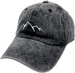 LOKIDVE Men's Embroidered Mountain Explore Baseball Cap Outdoor Distressed Dad Hat Black