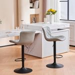 YOUNIKE Bar Stools Set of 2, Swivel Barstools for Kitchen Island, Adjustable Barstools with Back, Faux Leather Padded Bar Chairs, Modern Counter Height Bar Stools, Grey