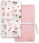 TotChill Light Quilted Changing Pad Cover 2 Pack, Soft Fitted Changing Table Covers for Baby Boys and Girls, Pink Floral