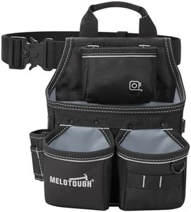 MELOTOUGH Electrician Tool Pouch with Belt,13 Pocket-Tool Bag,Carpenter Tool Pouch,Small Tool Belt Pouch Designed for Electrician,Carpenter,Construction,Black,Father Day Deal,Father Day Gift