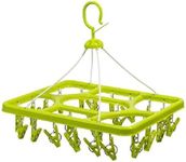 Foldable Clip and Hanger with 24 Clips Green