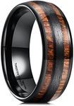 King Will Nature 8mm Mens Domed nature Koa Wood Inlay Black Tungsten Carbide Ring Wedding Band 11