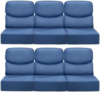 ACTREST Luxury 24x24x6 Inch Smile Patio Cushions for Outdoor Furniture Set of 6 - Thick Back & Deep Seat Outside Replacement Chair Pillows for Rattan Metal Glider Loveseat Sectional Sofa - Navy Blue