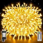 Ollny Christmas Tree Lights, 20m 200 LED Outdoor Fairy Light Mains Powered, Waterproof Warm White String Light with Plug/Remote/8 Modes/Timer, Bright Lighting Indoor/Outside/Garden/Xmas Decorations