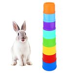 AIEX 8pcs Stack Up Bunny Cups, Bunny Toys for Rabbits Stacking Cups for Bunnies Plastic Nesting Toys Bath Cups for Baby(8 Colors)