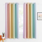 PONY DANCE Blackout Curtains for Bedroom - Thermal Curtains Privacy Protection Sunlight Block Curtains for Living Room Kitchen, Rainbow-1, 2 Panels, 52 x 63-Inch