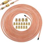 Eoppen 1/4" x 25 ft Brake Line Tubing Kit Flexible Copper Coated Alloy Brake Line Tubing Coil with 16 Inverted Flare Fittings SAE Standard