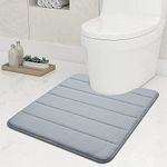 smiry Non-Slip Toilet Mat, Extra Soft U-Shape Ultra Absorbent Memory Foam Bathroom Toilet Mat for Floor, Machine-Washable Dry Pedestal Mat Only, 50 x 60 cm, Light Grey