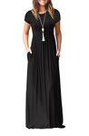 GRECERELLE Womens Maxi Dress Summer Casual Long Dresses for Ladies with Pockets (Black, L)