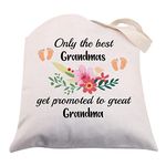 Grandma Canvas Tote Bag New Grandma Announcement Gifts Grandma Shoulder Bag Only The Best Grandmas Get Promoted to Great Grandma Shopping Bag, Grandma Canvas Tote Bag, Medium