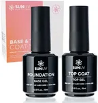 SUNUV 15ml Gel Top Coat and Base Coat Set, Gel Nail Polish Kit 2 Pack, Hema Free Gel for Nails Art Manicure UV Nail Lamp No Wipe High Gloss Gifts for Women
