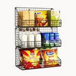 3 Tier Snack Organizer for Pantry Shelf with Divinder Stackable Office Snack Rack Holder Dispenser Countertop Candy Chip Display Wall Mount