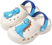 OWIF Toddler Clogs Boys Girls Kids Dinosaur Garden Shoes Slip on Sandals Slides Water Summer Shoes for Outdoor Beach Pool -PureWhite 150