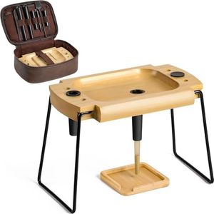 SafeDelux Foldable Wooden Tray Set with Loader and Machine - Suitable for King Size & 1 1/4 Papers, On-The-Go Travel Accessories, Foldable Stand Filler with Brush, Funnel & Packer (Tray & Bag Combo)